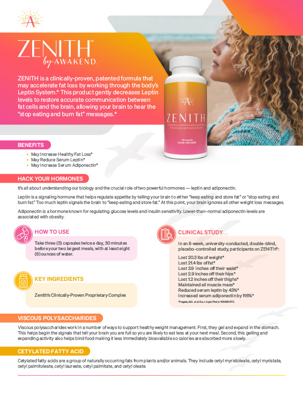 Zenith by Awakend fat loss supplement product page